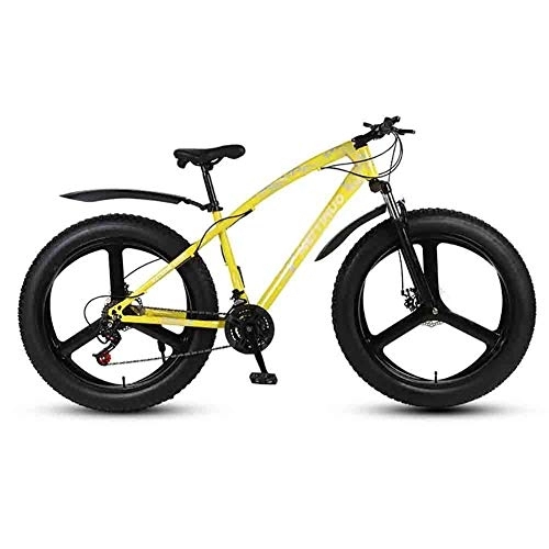 Fat Tyre Mountain Bike : LILIS Mountain Bike Folding Bike Bicycle MTB Adult Mountain Bikes Beach Bike Snowmobile Bicycles For Men And Women 26IN Wheels Double Disc Brake (Color : Yellow, Size : 27 speed)