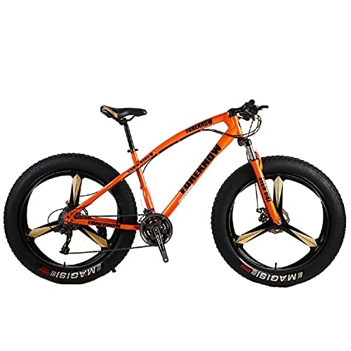 Fat Tyre Mountain Bike : LLF Youth / Adult Mountain Bike, Lightweight High Carbon Steel Frame, 7-30 Speeds Options, 26Inch Wheels, Multiple Colors(Size:30 speed, Color:Orange)