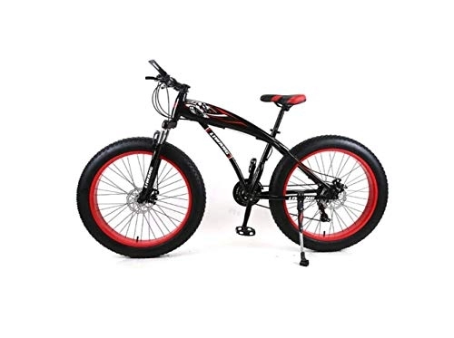 Fat Tyre Mountain Bike : MOLVUS Mountain Bike Mens Mountain Bike 7 / 21 / 24 / 27 Speeds, 26 inch Fat Tire Road Bicycle Snow Bike Pedals with Disc Brakes and Suspension Fork, BlackRed, 27 Speed
