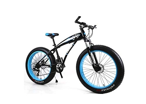 Fat Tyre Mountain Bike : Mountain Bike Mens Mountain Bike 7 / 21 / 24 / 27 Speeds, 26 inch Fat Tire Road Bicycle Snow Bike Pedals with Disc Brakes and Suspension Fork, BlackBlue, 21 Speed