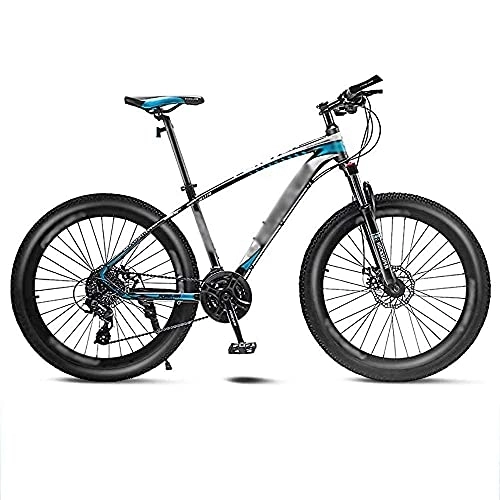 Fat Tyre Mountain Bike : MQJ Hardtail Mountain Bikes, Adult Road Men and Women Variable Speed Shock Absorber Bicycle 24 / 26 inch Portable 21 / 24 / 27 / 30 Accelerator Disc Brake Bicycle, B~26 Inches, 24 Speed