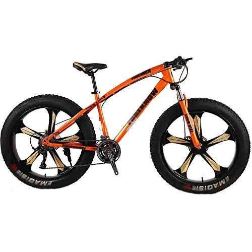 Fat Tyre Mountain Bike : Road Bikes Bicycle MTB Adult Big Tire Beach Snowmobile Bicycles Mountain Bike For Men And Women 26IN Wheels Adjustable Speed Double Disc Brake Off-road Bike (Color : Orange, Size : 7 speed)