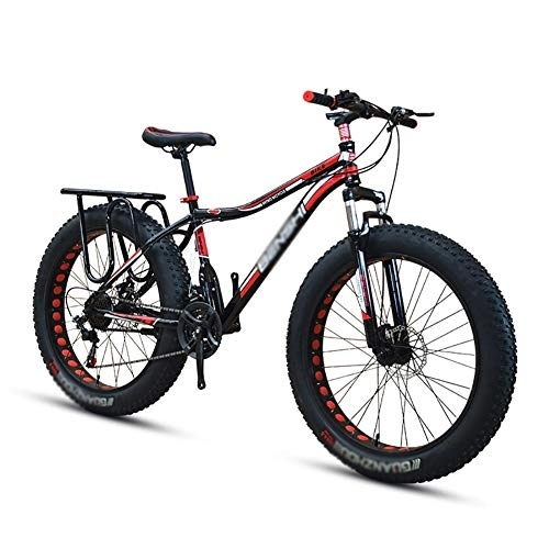 Fat Tyre Mountain Bike : Road Bikes Fat Tire Bike Adult Road Bikes Bicycle Beach Snowmobile Bicycles For Men Women Off-road Bike (Color : Black, Size : 24in)