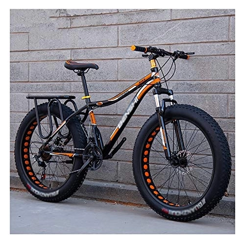 Fat Tyre Mountain Bike : Road Bikes Fat Tire Bike Adult Road Bikes Bicycle Beach Snowmobile Bicycles For Men Women Off-road Bike (Color : Orange, Size : 26in)