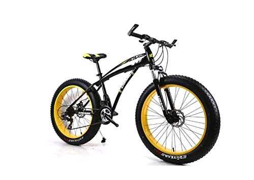 Fat Tyre Mountain Bike : SEESEE.U Mountain Bike Hardtail Mountain Bike 7 / 21 / 24 / 27 Speeds Mens MTB Bike 24 inch Fat Tire Road Bicycle Snow Bike Pedals with Disc Brakes and Suspension Fork, Blackyellow, 21 Speed