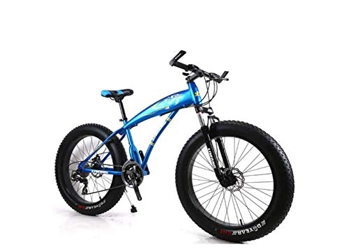 Fat Tyre Mountain Bike : SEESEE.U Mountain Bike Hardtail Mountain Bike 7 / 21 / 24 / 27 Speeds Mens MTB Bike 24 inch Fat Tire Road Bicycle Snow Bike Pedals with Disc Brakes and Suspension Fork, Blue, 7 Speed