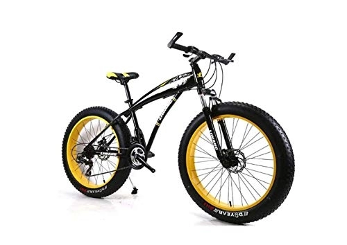 Fat Tyre Mountain Bike : SEESEE.U Mountain Bike Mens Mountain Bike 7 / 21 / 24 / 27 Speeds, 26 inch Fat Tire Road Bicycle Snow Bike Pedals with Disc Brakes and Suspension Fork, Blackyellow, 21 Speed