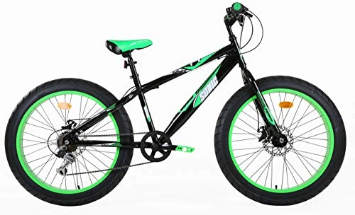 Fat Tyre Mountain Bike : Sonic Unisex-Youth Fatbike 24 D Bicycle, Black / Green
