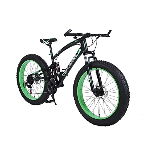 Fat Tyre Mountain Bike : STORY Mountain Bike21 / Speed 26 * 4.0 Fat Bike Front And Rear Shock Brake Snow Bike Russian (Color : 21 speed Black green, Size : 21 speed)