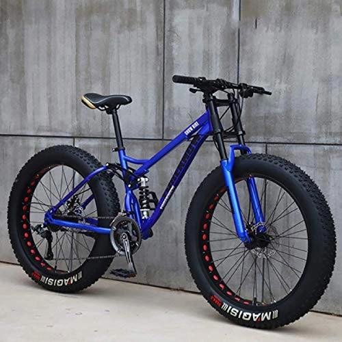 Fat Tyre Mountain Bike : XBSXP Country Mountain Bike 24 / 26 inch mountain bike MTB Appropriate height 160-195CM 7 / 21 / 24 / 27 speed gearshift boys bike & men's bike, Blue, 24 inch 7 speed