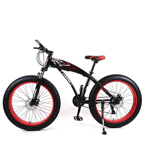 Fat Tyre Mountain Bike : YAMEIJIA High-carbon steel mountain bike riding 24 / 26 inch variable speed Wide tire disc brake / 21-24-27 speed, Red, 24inch27speed
