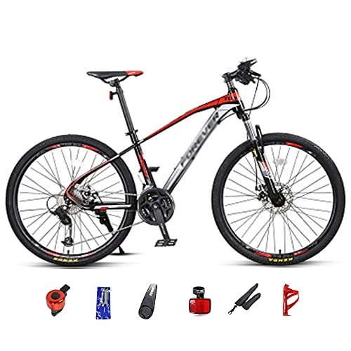 Mountain Bike : Adult Mountain Bike, 27 / 30 Speeds, 27.5-Inch Wheels, Aluminum Frame, Disc Brakes, Multiple Colors red-27speed