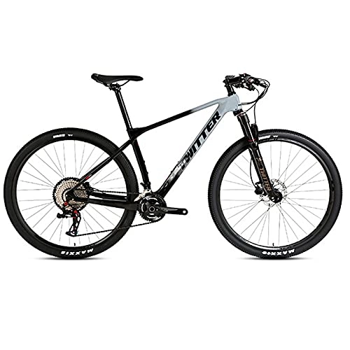 Mountain Bike : EWYI Carbon Fiber Mountain Bike, 27.5 / 29 Inch MTB Carbon Fiber XC Class Frame, Shock Absorption Outdoor Riding Variable Speed Cross-country Student Bicycle Black Cement Gray-29