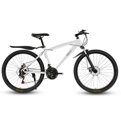 Mountain Bike : HESNDzxc Bicycles for Adults 24 / 26-Inch Mountain Bicycle Speed Change Double Disc Brake Spoked Wheel Student Adult Shock Absorption Cross-Country Bike (Color : Ultimate White, Size : 30speed)