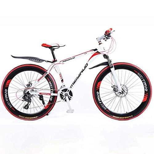 Mountain Bike : JF-XUAN 26In 24Speed Mountain Bike for Adult, Lightweight Aluminum Alloy Full Frame, Wheel Front Suspension Mens Bicycle, Disc Brake (Color : Red, Size : C)