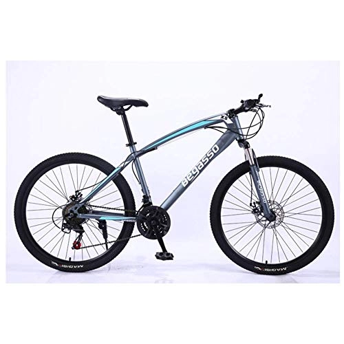 Mountain Bike : JF-XUAN Outdoor sports 26'' Aluminum Mountain Bike with 17'' Frame DiscBrake 2130 Speeds, Front Suspension (Color : Grey, Size : 24 Speed)
