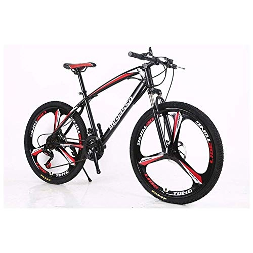 Mountain Bike : JF-XUAN Outdoor sports 26" Mountain Bike Lightweight HighCarbon Steel Frame Front Suspension Dual Disc Brakes 2130 Speeds Unisex Bicycle MTB (Color : Red, Size : 24 Speed)