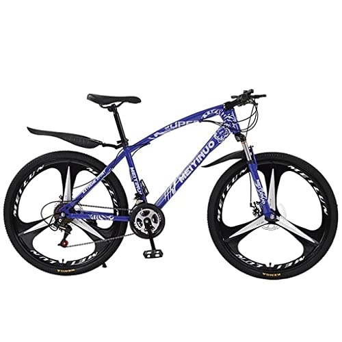 Mountain Bike : LZZB Youth / Adult Mountain Bike Carbon Steel Frame and Disc Brakes, 26-Inch Wheels, 21 / 24 / 27-Speed(Size:21 Speed, Color:Red) / Blue / 21 Speed