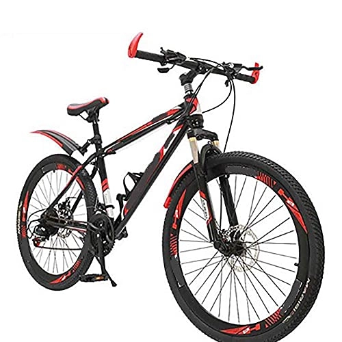 Mountain Bike : Men's And Women's Mountain Bikes, 20, 24, And 26 Inch Wheels, 21-27 Speed Gears, High Carbon Steel Frame, Double Suspension, Blue, Green And Red (Color : Red, Size : 26 inches)
