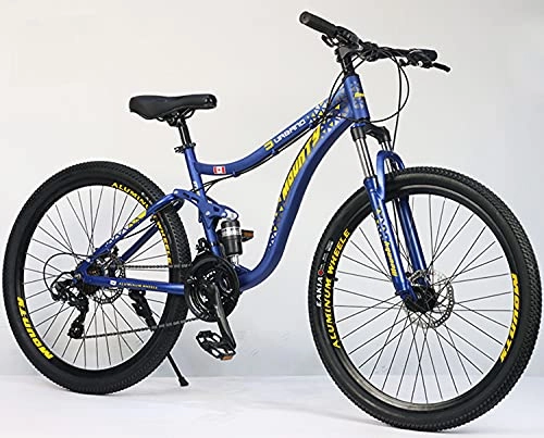 Mountain Bike : SHUI Mountain Bike, 24, 26, 27.5, 29in Hardtail Mountain Bike for Boys, 21-Speed blue-24-Inch