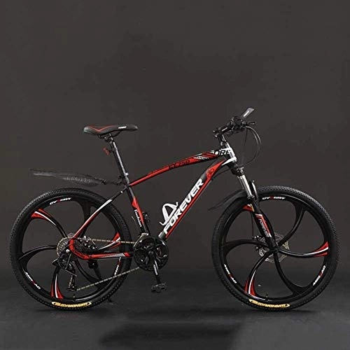 Mountain Bike : Smisoeq 21 / 24 / 27 / 30 26 inches bicycle speed mountain bike, mountain bike hard tail light bike, with adjustable seat disc bis (Color : Black red, Size : 27 speed)