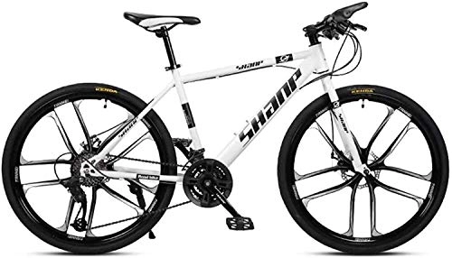 Mountain Bike : Smisoeq MTB rural adult bicycle transmission, rural 24 / 26 inch double disc mountain bikes, mountain bikes and hard tail adjustable seat white carbon steel knives 10