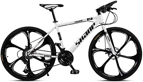 Mountain Bike : Smisoeq MTB rural adult bicycle transmission, rural 24 / 26 inch double disc mountain bikes, mountain bikes and hard tail adjustable seat white steel knife 6 (Color : 27stage shift, Size : 24inches)