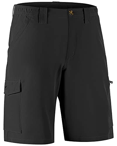Mountain Bike Short : 33, 000ft Mens Golf Shorts Stretch Hiking Shorts UPF50+ Summer Trekking Pants Packable Outdoor Cargo Shorts with 7 Pockets Breathable Capri Shorts for Hiking, Golf, Camping, Travelling, Black 38W*12L