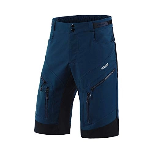 Mountain Bike Short : ARSUXEO Cycling Shorts Mens MTB Shorts Without Padded Cycle Mountain Bike Shorts Water Resistant 1903 Dark Blue L