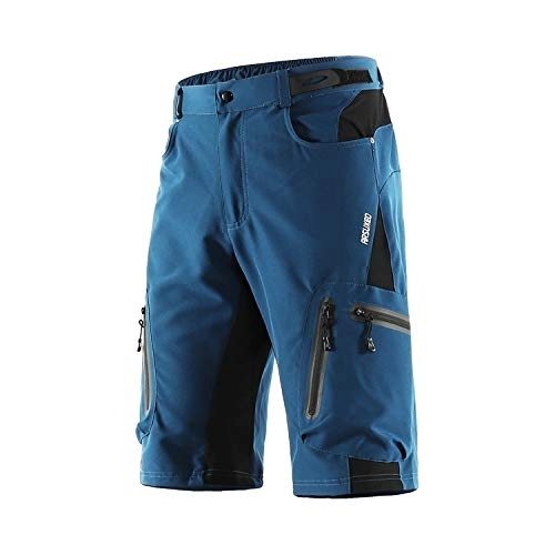 Mountain Bike Short : ARSUXEO Men's Cycling Shorts Loose Fit MTB Shorts Water Resistant Outdoor Sports Bottom with 7 Pockets 1202 Dark Blue L