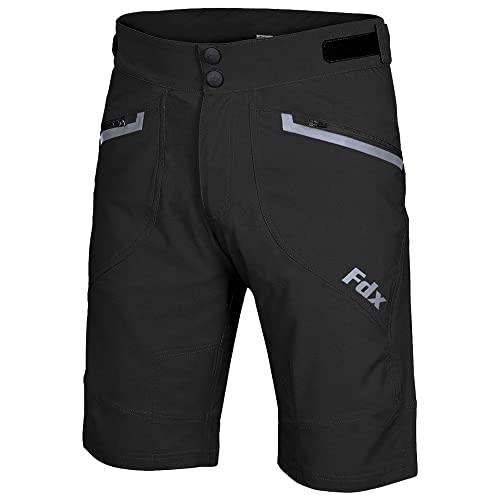 Mountain Bike Short : Fdx MTB Cycling Shorts Men's - Lightweight, Breathable, Quick Dry Mountain Bike Nomad Shorts with Adjustable Waistband, Zipper Pockets - Loose Fit Bicycle Training, Outdoor Sports, Running, Climbing