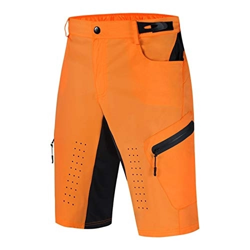 Mountain Bike Short : Men's Cycling Shorts, 3D Cropping Quick-Dry Waterproof Breathable Bicycle Pants Mountain Bike Shorts, Soft and Lightweight Baggy MTB Bicycle Shorts(Size:M, Color:Orange)