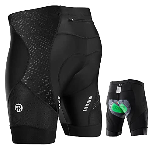 Mountain Bike Short : Rahhint Cycling Shorts Mens, 4D Padded Cycling Shorts Black Mountain Bike Shorts with Zipper Pockets Anti-Slip Leg Grips Reflective Stripe, Lightweight Breathable Wicking Quick Dry, S-3XL