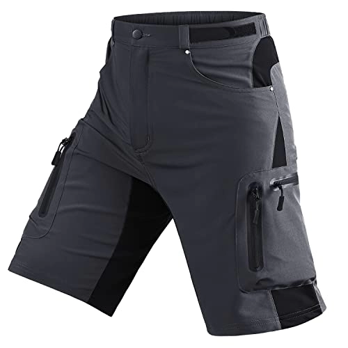 Mountain Bike Short : Seltrue MTB Men's Cycling Shorts, Quick-Drying MTB Shorts, Men's Mountain Bike Trousers, Cycling Shorts with 4D Seat Padding, Breathable Baggy Bike Shorts, Outdoor Short, gray, XXXL