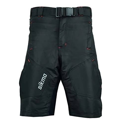 Mountain Bike Short : Sikma MTB Shorts Off Road Cycling Baggy Cycle Short Detachable Padded Liner (L) Black
