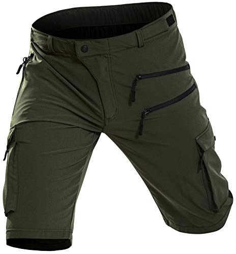 Mountain Bike Short : Vzteek Men's-Baggy-Shorts-MTB-Mountain-Bike-Shorts Water Resistant Lightweight 5 Pockets Biking Shorts for Men Non Padded (Green, XL)