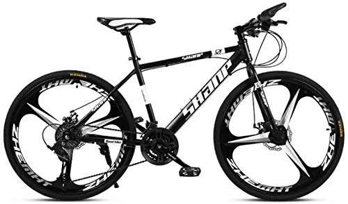 Vélo de montagnes : BECCYYLY Vélo de Montagne VTT, 24 / 26 Pouces Double Frein à Disque, Adulte VTT Pays Gearshift Vélo, VTT Semi-Rigide avec l'acier Siège réglable Carbon Black 3 Cutter, Bicyclette