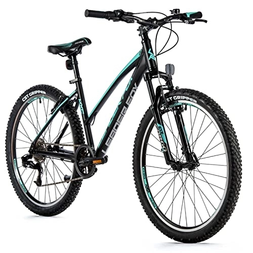 Vélo de montagnes : Velo Musculaire VTT 26 Leader Fox MXC 2023 Femme Noir-Vert Clair 8V Cadre 18 Pouces (Taille Adulte 170 à 178 cm)