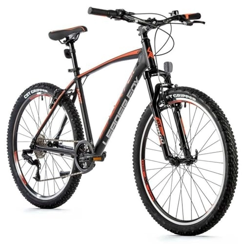 Vélo de montagnes : Velo Musculaire VTT 26 Leader Fox MXC 2023 Homme Noir Mat-Orange 8V Cadre 18 Pouces (Taille Adulte 170 à 178 cm)