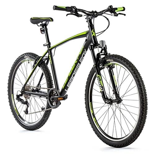 Vélo de montagnes : Velo Musculaire VTT 26 Leader Fox MXC 2023 Homme Noir Mat-Vert 8V Cadre 18 Pouces (Taille Adulte 170 à 178 cm)