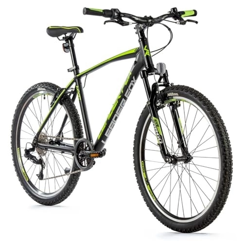 Vélo de montagnes : Velo Musculaire VTT 26 Leader Fox MXC 2023 Homme Noir Mat-Vert 8V Cadre 20 Pouces (Taille Adulte 180 à 188 cm)