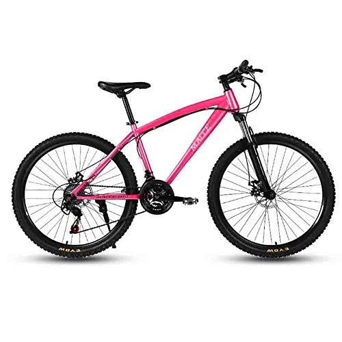 Vélo de montagnes : Vélos de Ville VTT VTT Adulte VTT Vélo Route Vélos for Hommes et Femmes 24En Roues Double Vitesse réglable Frein à Disque BMX Suspendu (Color : Pink, Size : 21 Speed)