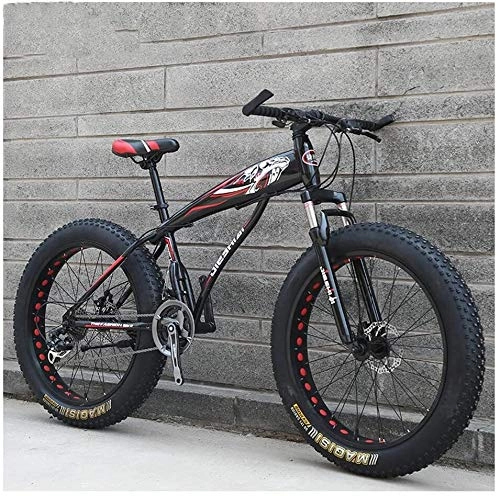 Vélos de montagne Fat Tires : ZHNA Adulte Mountain Bikes, Garçons Filles Fat Tire Mountain Trail Bike, Double Frein à Disque VTT Semi-Rigide, Cadre en Acier Haute teneur en Carbone, Vélo (Color : Red C, Size : 24 inch 27 Speed)