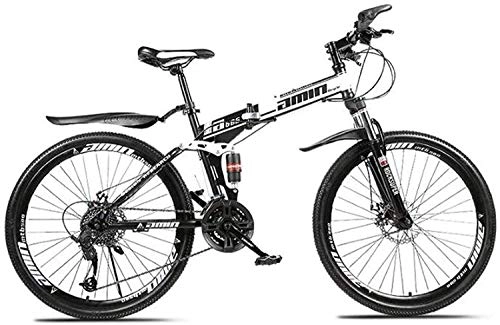Vélos de montagne pliant : MJY Vélo VTT Vélos pliants, 26 pouces 24 vitesses Double frein à disque Suspension complète antidérapante, cadre en aluminium léger, fourche à Suspension 6-27