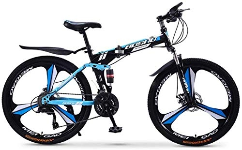 Vélos de montagne pliant : MJY Vélo VTT, vélos pliants en acier au carbone de 24 pouces, vélo adulte à vitesse variable à double choc, roue intégrée à 3 couteaux 6-24), 24 pouces (24 vitesses)