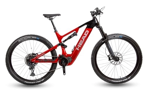 Vélos de montagne électriques : HEAD Muret 2.0 Vélo électrique à Suspension complète E-Fully Adulte Unisexe, Rouge / Noir, 48