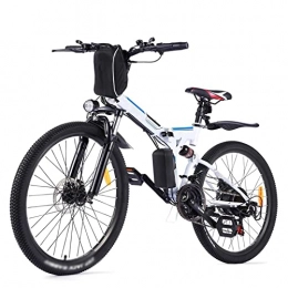 HMEI Mountain bike elettrica pieghevoles HMEI Biciclette elettriche per adulti Bici elettrica per adulti 15.5 Mph pieghevole 350W Mountain Bike, 36V / 8Ah batteria rimovibile, 26″ pneumatico, freno a disco 21 velocità E-Bike (colore: bianco)