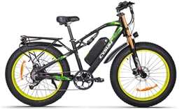 RICH BIT Mountain bike elettriches Bici elettrica da 26 pollici * 4.0 Pneumatico a grasso Bicicletta da neve per uomo 48 V * 17ah LG / Panasonic Li-Battery Mountain bike(Green)