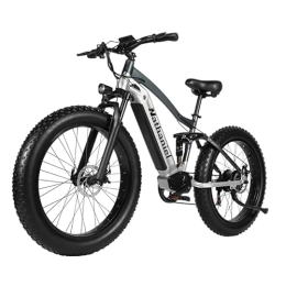 Nathaniel Mountain bike elettriches Nathaniel 26-inch Electric Bike Outdoor Sport 4.0 Fat Tires Mountain Bike 48V 20Ah Removable Lithium Battery Bicycle Aluminum Alloy Frame Adult E-Bike (Silver)