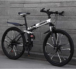 NXMAS Mountain Bike pieghevoles Biciclette pieghevoli per Bike 26 pollici Brake a doppio disco a 21 velocità Sospensione completa Punto di scorta antiscivolo Forcella ammortizzata per bici-bianca